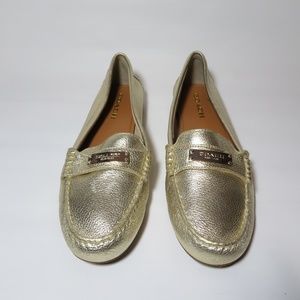 Coach Fredrica Gold Leather Loafers